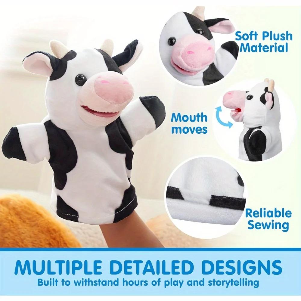 JOYFY 6Pcs Kids Hand Puppet Set with Working Mouth Animal Plush Toy for Show Theater Birthday Gifts Easter Basket Stuffers