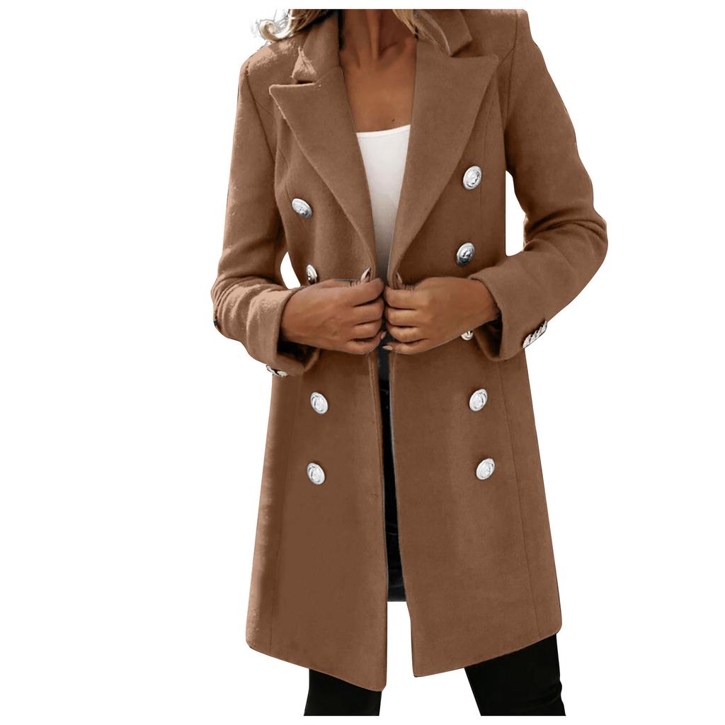 Women's  And Winter Long-Sleeved Suit Collar Double-Breasted Neko Jacket