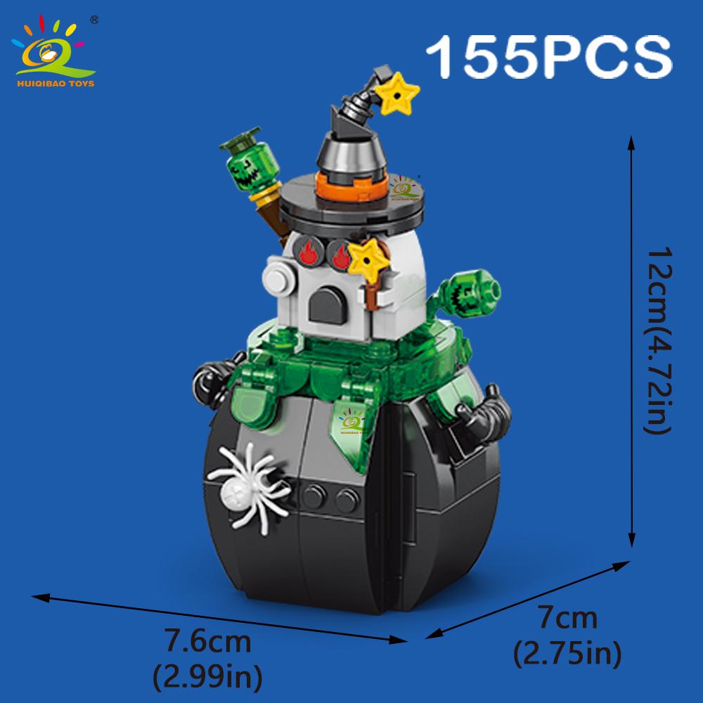 Ungiftige Halloween Modellbausteine Stadt Kürbis Geist Haus Zug Waggon Moc Steine Set Spielzeug Für Kinder Heimdekoration Geschenk