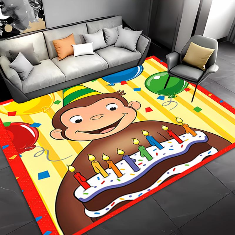 1pc Curious George Entrance Mat, Non-Slip Mat Area Rug,Room Decor, Outdoor Decor, Kitchen Rug,Doormat - Machine Washable, Easy to Clean