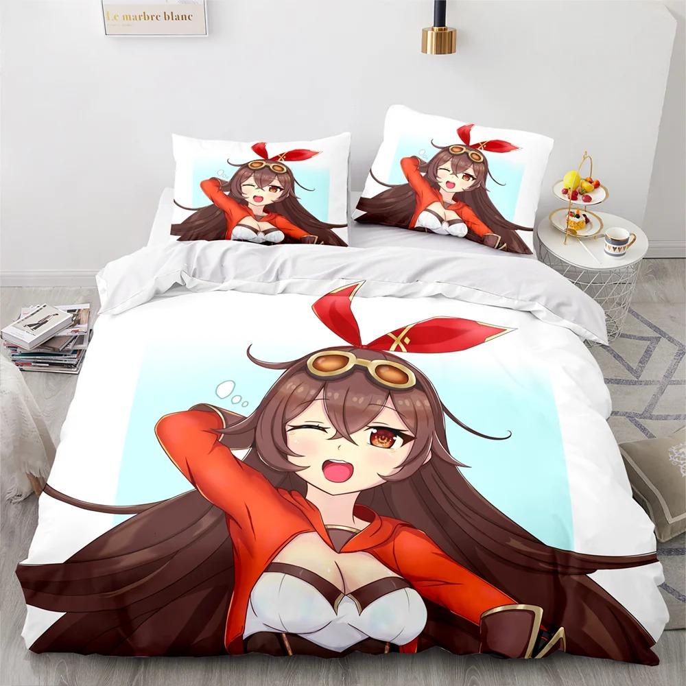 Genshin Impact Bedding Set Single Twin Full Queen King Size Game Anime Bed Set Aldult Kid Bedroom Duvetcover Sets 3D Print 033