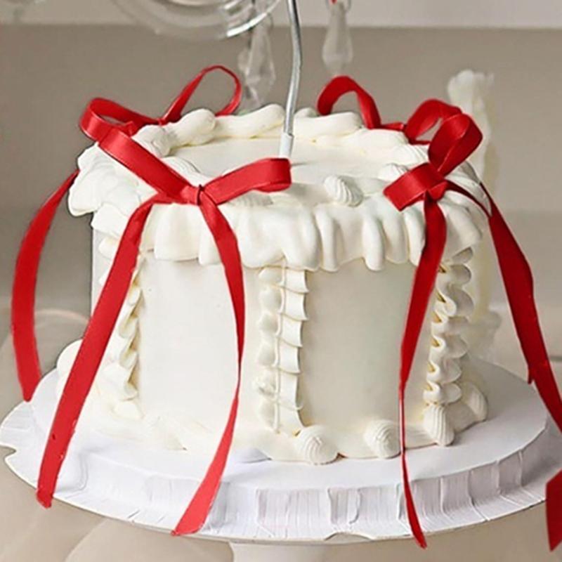 10 шт. Червоний Рожевий Бант Стрічка Прикраса для Торта Бантик Стрічка Топери для Торта на День народження Весілля Вечірка Приладдя Десерти Подарунки Декор