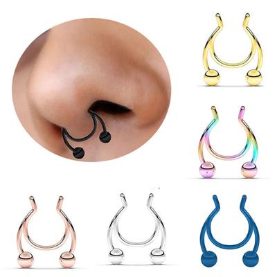 Stainless Steel Antler Shape Nose Ring Clip Nasal Septum Piercing Body