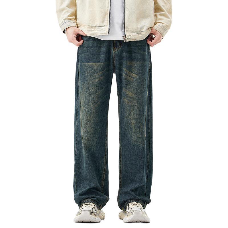 New Style of Washing and Old Jeans for Men's Street Hip-hop Wide-leg Pants