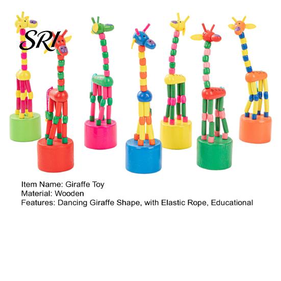 Solid Wood Giraffe Toy Wooden Dancing Elastic Rope Puppet Toddlers Boys Girls Educational Press And Swing Animal Children