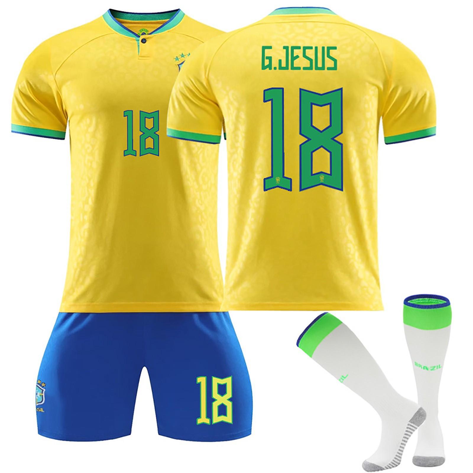 Brasile Maglie Casa Tuta da Allenamento Calcio Bambino Set M