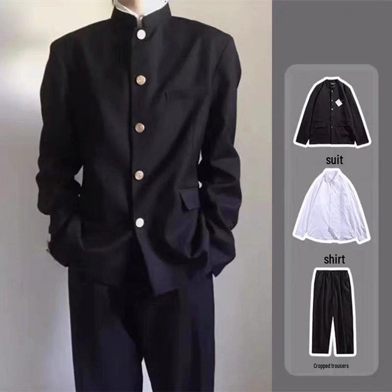 Zhongshan School Uniform Japanese Style Unisex High-Street Fashion Suit - Elegant Three-Piece Set