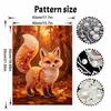 DIY Framed Pearl Painting Kit Cute Autumn Forest Fox Sparkling Bead Art Canvas Ready To Display Desk Decor Gift Perfect Present