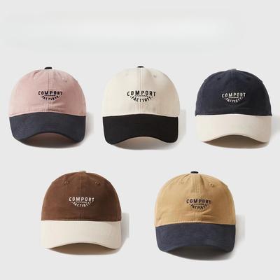 Retro Street Contrast Embroidered Letters Baseball Cap Women's Big Head Circumference Showing Face Small Duckling Cap Sun Protection