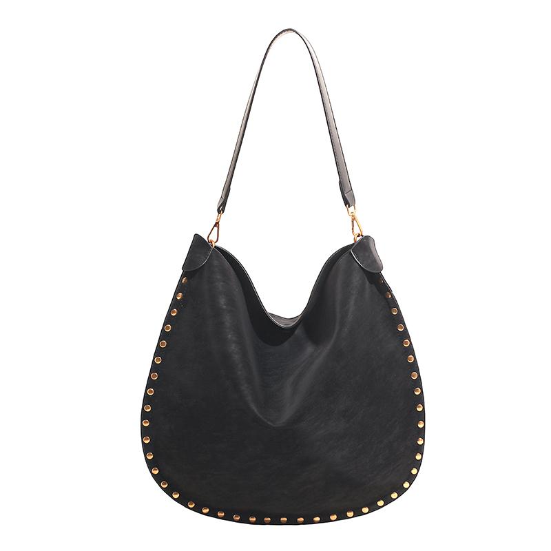 Persality Horseshoe Shape PU Solid Hasp Women's Shoulder Bags  Exquisite Rivets Large Capacity Versatile Crossbody Bag