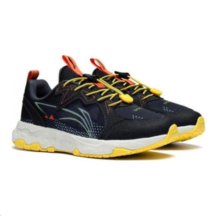 Li Ning Kids Zhixing Lite Non-Slip Wear-Resistant Breathable Low-Top Running Shoes Kids sneaker Black Yellow YKFT012-1