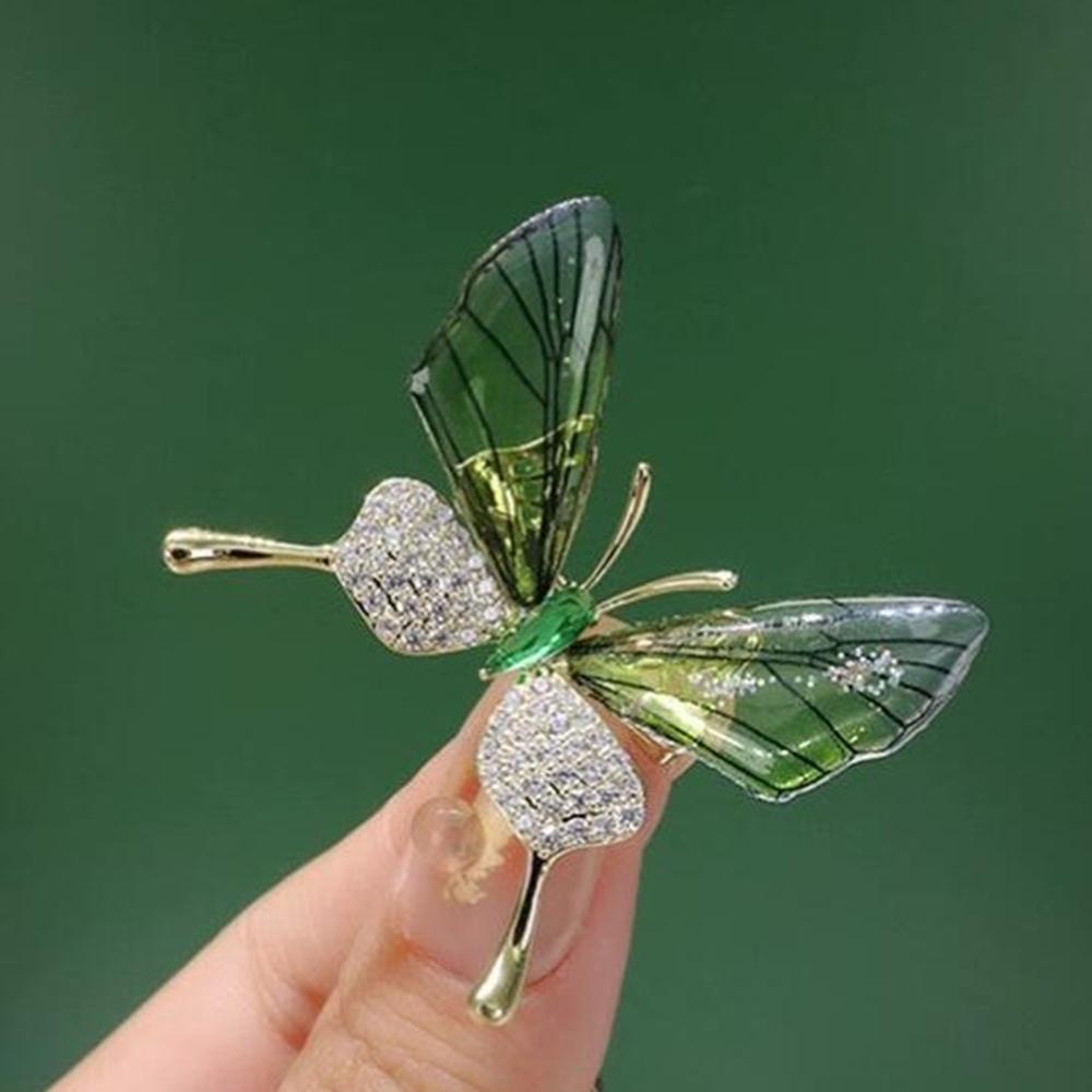 Creative Zircon Butterfly Brooch, Niche Design Women's Anti-Exposed Pin, High Luxury Scarf Buckle, Suit Accessories
