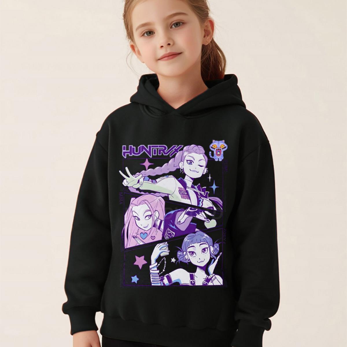 

Одежда для маленькой девочки K-Pop Охотники на демонов Толстовка Девичья мода Повседневная толстовка Кино Новинка Детская K-Pop Охотники на демонов Толстовки с капюшоном 130