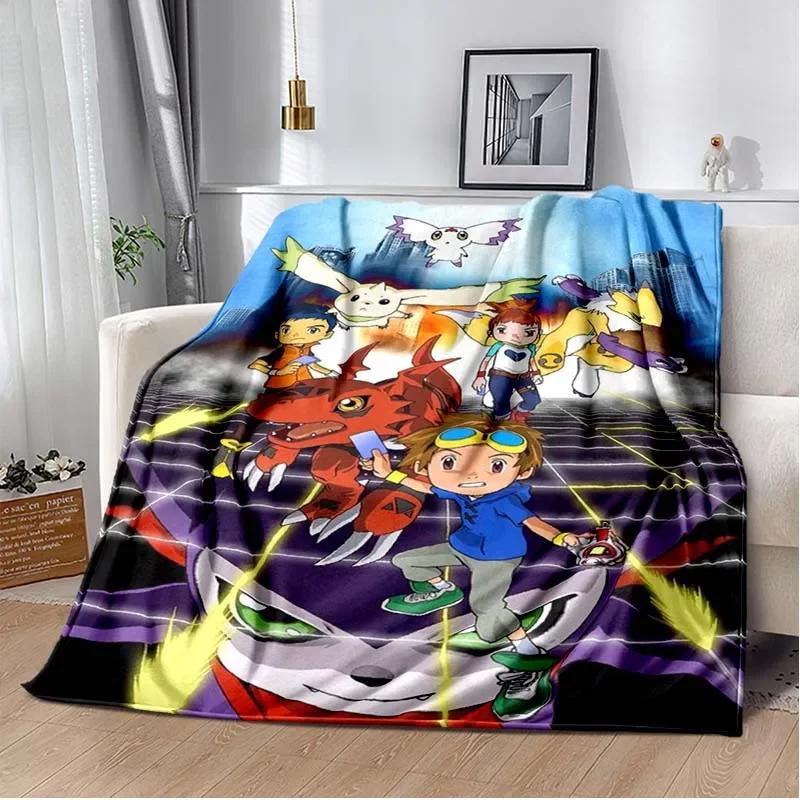 Japane Cartoon D-Digimon Throws Blanket Sofa Hiking Picnic Super Soft Quilt Bed Thermal Cute Anime Flannel Blanket Birthday Gift