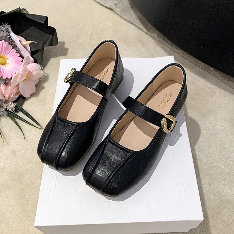 Fashion Shallow French Single Shoes 2025 New Women's Versatile Square Toe Soft Sole Fashion One Word Mary Jane Shoes