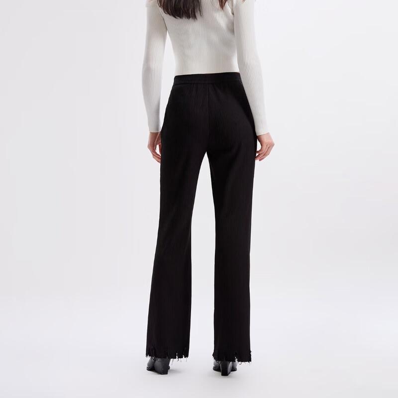 VEROMODA Women's High-Waist Micro-Flare Frayed Hem Pants