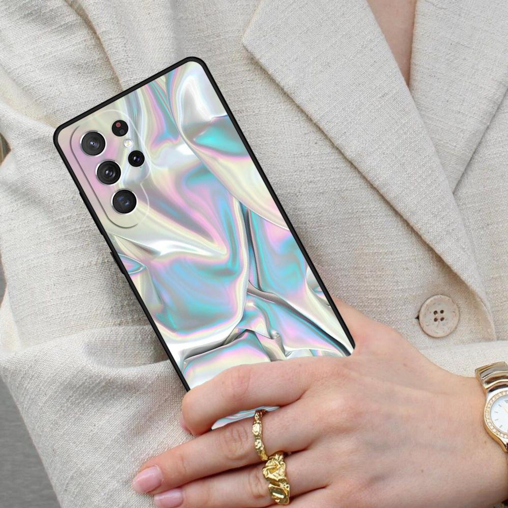 Iridescent Holographic Art Cell Phone Case for Samsung Galaxy S26 Ultra S25 S24 S23 S22 S21 S20 Note10 Cover