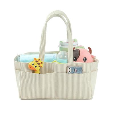 Panier de rangement pliant en velours côtelé pour couches de bébé, avec poignée, portable, pour cadeau de baby shower, chambre de bébé, voyage