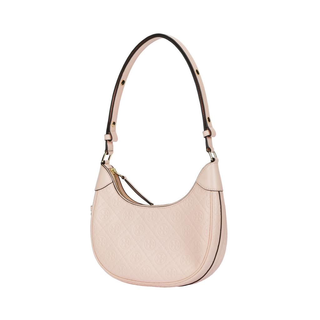 Tory Burch Logo Print Zipper Closure Leather Shoulder Tote Bag Women Bags Pink 158514-652