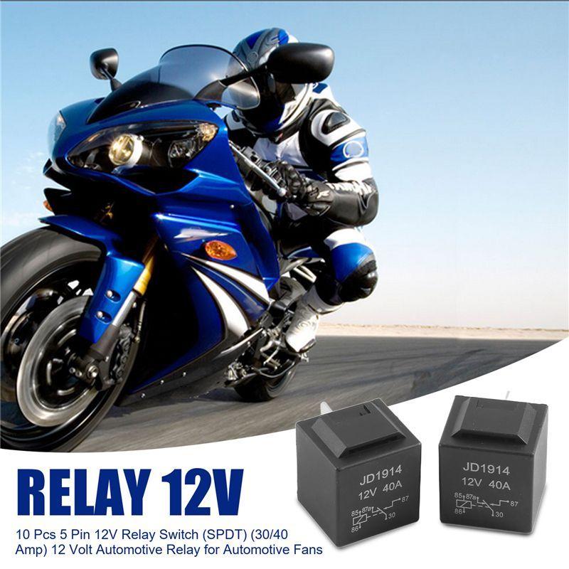A03E-10 Pcs 5 Pin 12V Relay Switch (SPDT) (30/40 Amp) 12 Volt Automotive Relay For Automotive Fans