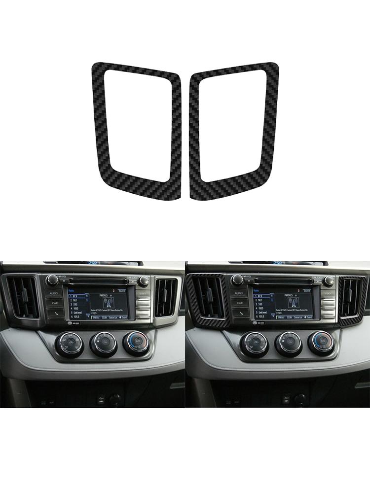 Black For Toyota RAV4 2013-2015 Car Interior Button Panel Decoration Protection Carbon Fiber Sticker Auto Styling Accessories