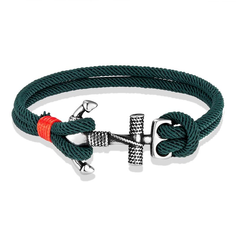 Waterproof Anchor Bracelets Men Double Strand Nautical Survival Rope Bracelet for Women Stainless Steel Navy Sport Buckle