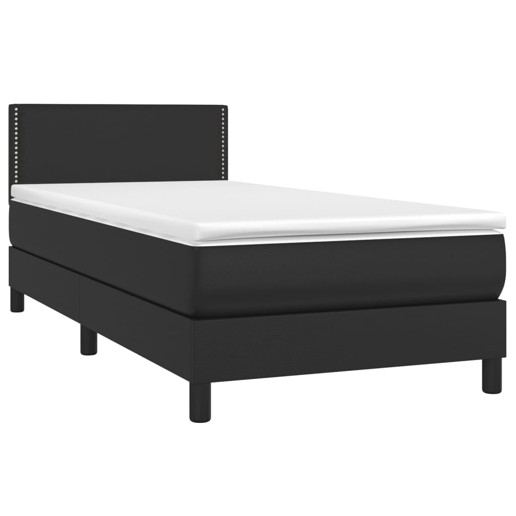Vidaxl Łóżko Kontynentalne Z Materacem I Led Czarna Ekoskóra 80X200 Cm