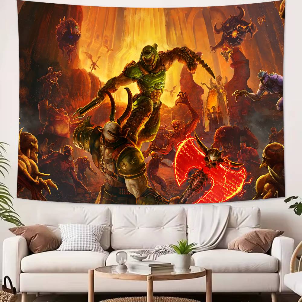 Large Cool FPS Video DDoomS Gaming Tapestry Popular Room Decoration Wall Tapestry Art Room Home Decor Wall Art Decor