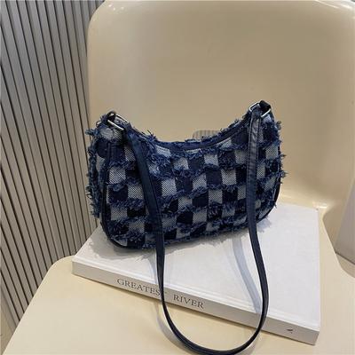 Fashion Plaid Bag Women's Summer New Trendy Versatile Plaid Underarm Bag Feeling Large Capacity Shoulder Bag