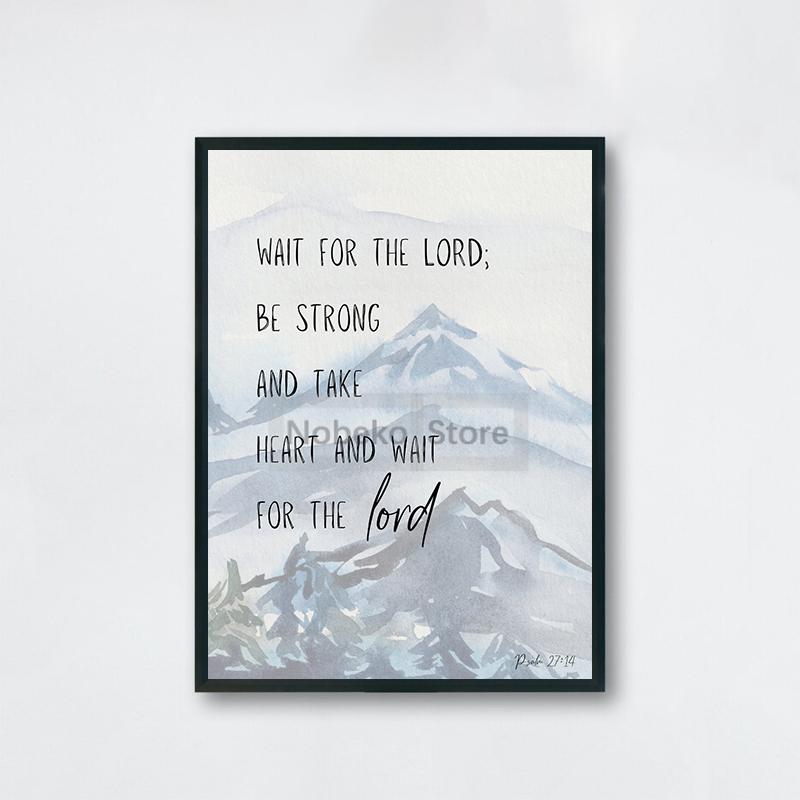 Watercolour Christian Psalm Poster Watercolor Landscape Bible Prints Canvas Painting Wall Art Pictures Home Room Modern Decor