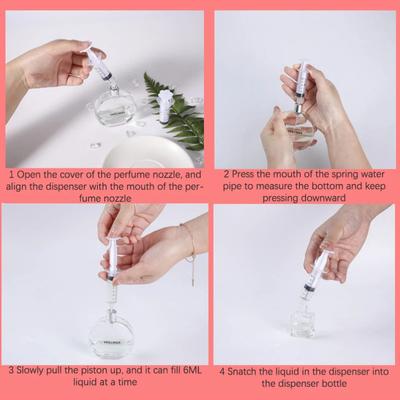 6 unidades/conjunto de ferramentas de recarga de perfume conjunto de difusor de plástico canudo conta-gotas funil spray dispensador ferramentas cosméticas necessárias