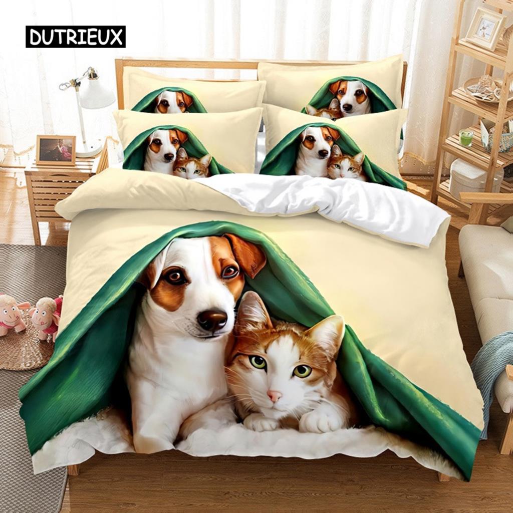 Schwarze Katze Bettwäsche Set Bettbezug Set 3D Bettwäsche Digitaldruck Bettwäsche Queen Size Bettwäsche Set Modisches Design