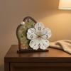 Relógio de Flores Silencioso Decorativo com Base Estilo Antigo para Escritório, Hall de Entrada