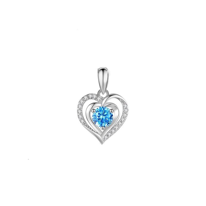S999 Sterling Silver Ocean Heart Necklace: Heart-Shaped Pendant, Fashionable Clavicle Chain, Perfect Valentine’s Day Gift for Women Sterling Silver