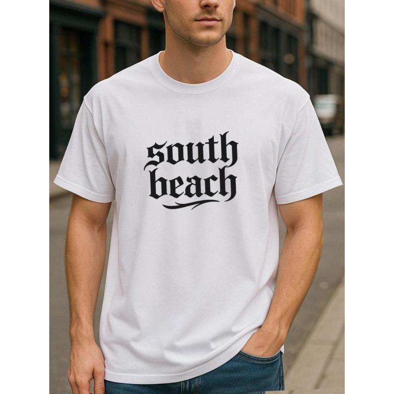 

Европейские размеры South Beach Принт с буквами, Мужская одежда, Футболка с принтом, с круглым вырезом S белый