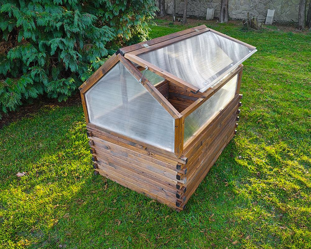 Raised Wooden Bed 100x100x24cm Greenspot - Raised Garden Bed for Herbs, Flowers, Vegetables - Wooden Garden Box, Impregnated - Timber Dark Rosewood
