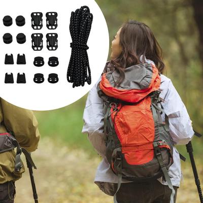 Elastische Bungee-Kordel 3,2 m 3 mm Wanderrucksack-Riemenschnalle mit 16 Verschlüssen für Rucksackklettern