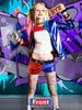 Strój Cosplay Matreeglam Harley Quinn na Halloween z zestawem dla dorosłych i idealny na szkolne występy kulturalne i sceniczne, rekwizyty, 8-częściowy dla dziewcząt,