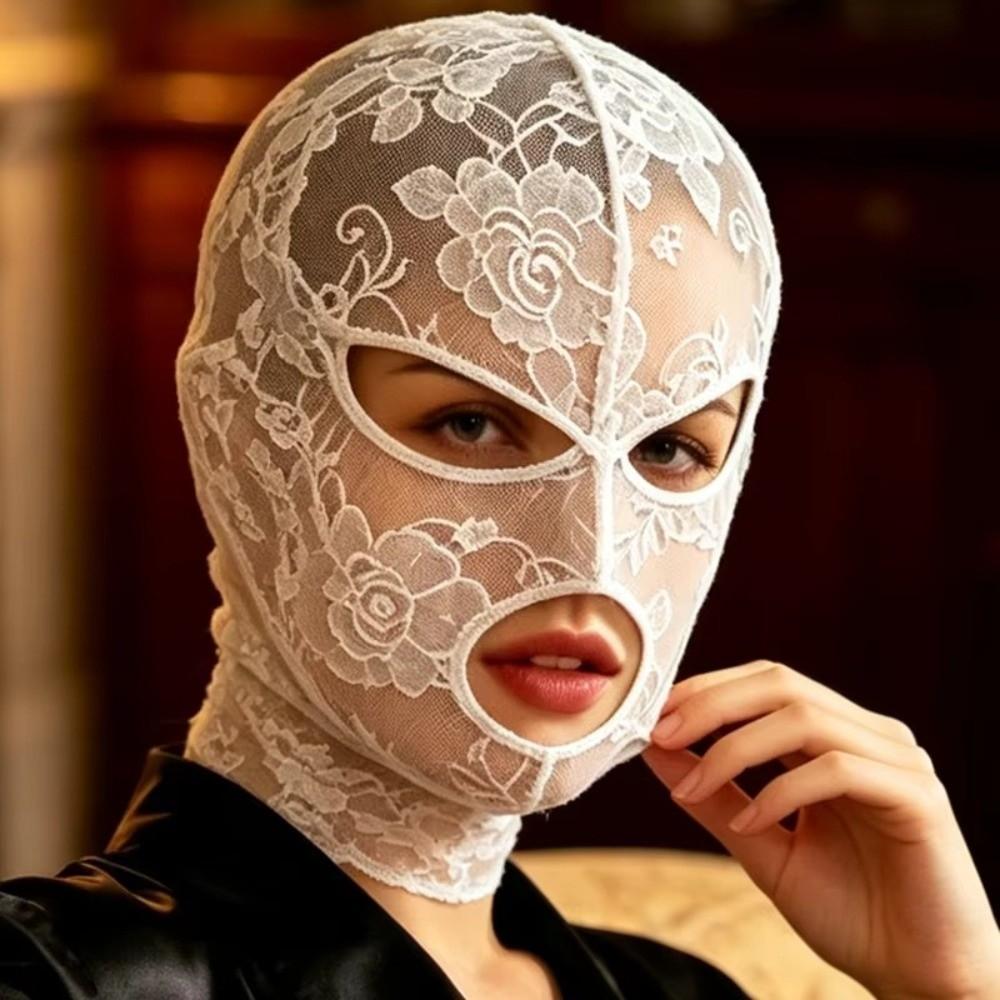 Full Face Lace Mask See Through Cosplay Eye Mask Festival Head Cover  Party