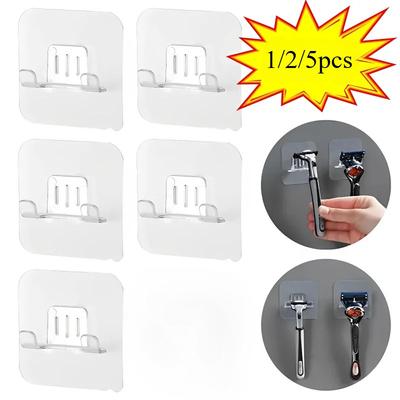 1/2/5PCS Punch Free Shaving Razor Holder Men Shaving Shaver Storage Bracket Wall Hook Bathroom Shelf Organizer Bathroom Accessory