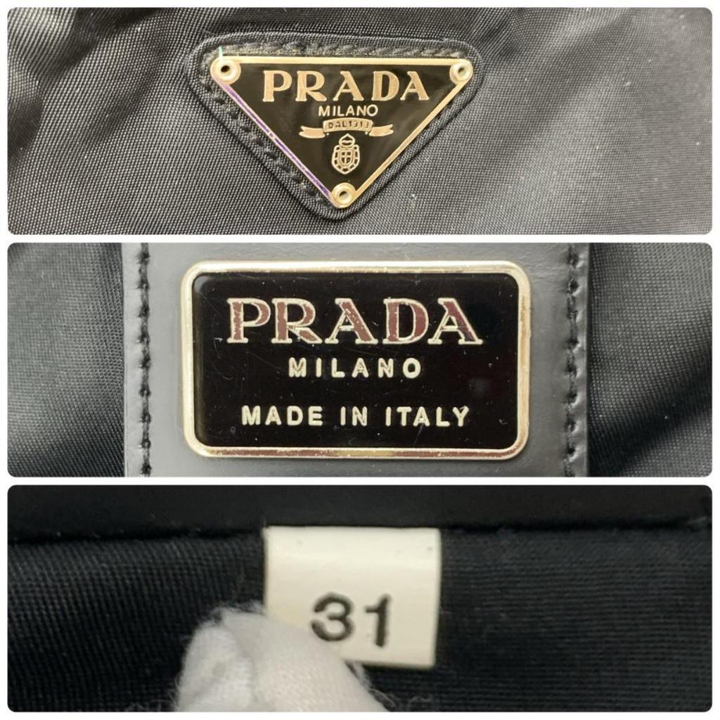 PRADA Tote Bag Handbag Business Tessuto Nylon Black Triangle Logo Plate Auth