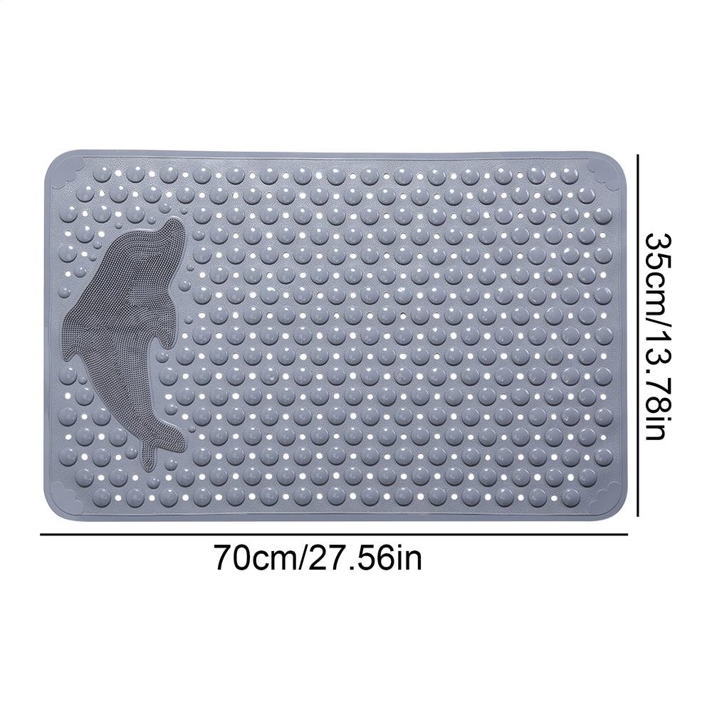 

Bathtub Anti-Slip Mat Bathroom Bath Mat With Dolphin Pattern Machine Washable Thickened Massage Brush Pad With Suction Cups сірий колір