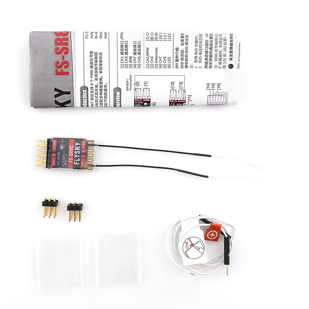 FLYSKY FS-SR8C Receiver 8 Channels 2.4G Receiver with Dual Antenna for Remote Control Fixed Wing
