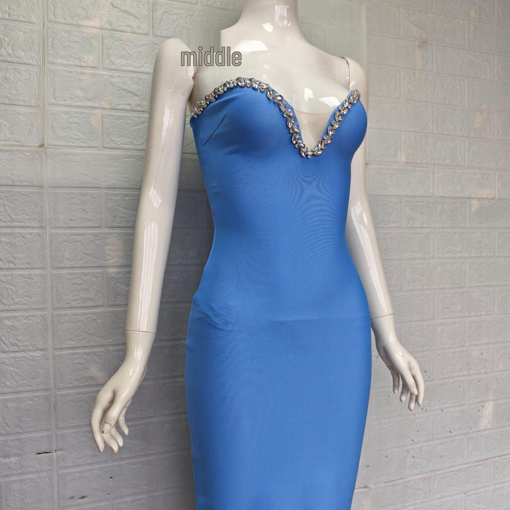 Elegant Rhinestone Bandage Evening Dress
