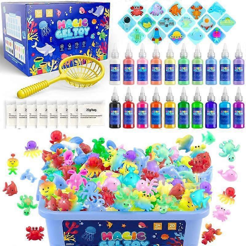 Aqua Fairy Wasser Gel Set mit 20 Farben, 16 Formen Wasser Gel Spielzeug Set, DIY Aqua Fairy Gel Spielzeug, Kunsthandwerk Geschenke für Kinder ab 3 Jahren