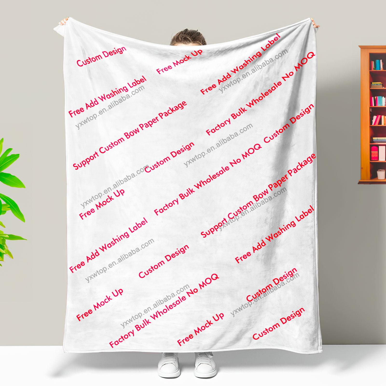 OEM Personalized Customize Design Blank Sherpa Fleece Throw 3D Photo Digital Printing Sublimation White Custom Blanket With Logo 150*130cm