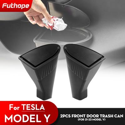 Futope 2 szt. Kosz na śmieci do drzwi Tesla dla Tesla Model Y 2018-2023 Pudełko do przechowywania w drzwiach Akcesoria do modyfikacji wnętrza