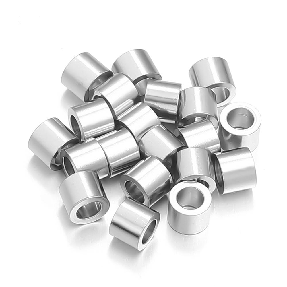 

10-20PCS Stainless Steel Beads For Jewelry Making Tube Spacer Beads Charms Slider Big Hole Beads DIY Leather Bracelet Findings