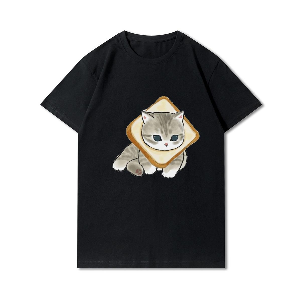 

Женские футболки с принтом кошек и акул больших размеров, хлопковые топы с круглым вырезом, летние черные футболки с животными Y2K, модные 90-х годов, повседневные черные футболки оверсайз