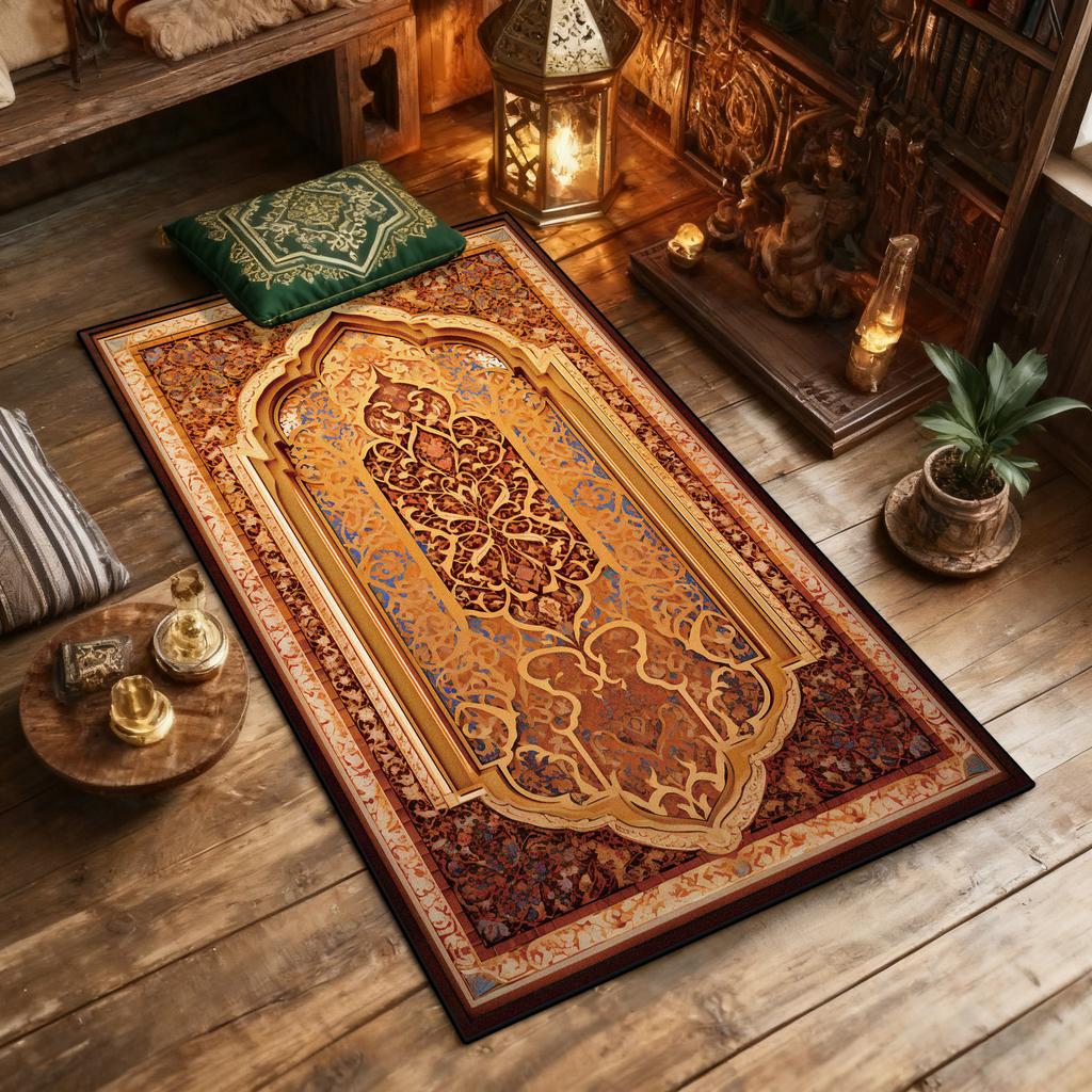 Religious Culture Prayer Floor Mat Islam Style Home Prayer Room Area Washable Antiskid Mats Art Decoration Aesthetic Rug Musalla